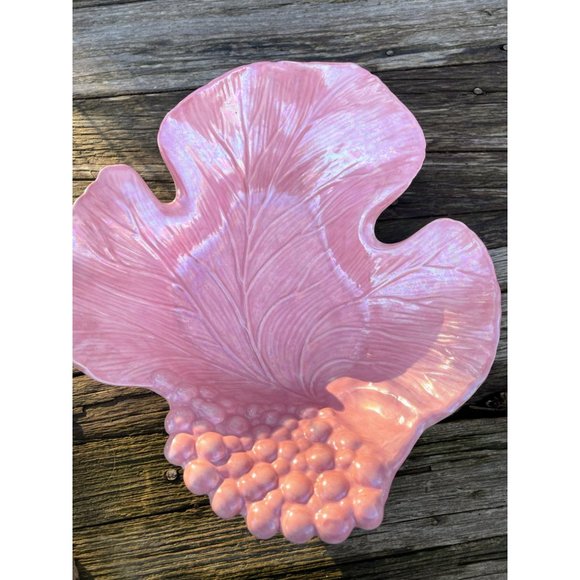 Vintage MCM Pink Lusterware Leaf Shape Bowl DIsh Decor - Picture 4 of 10